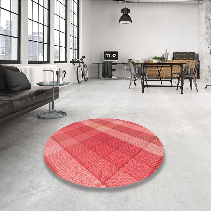Round Patterned Red Rug in a Office, pat1998rd