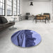 Round Patterned Sky Blue Rug in a Office, pat1999blu