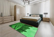 Patterned Green Rug in a Bedroom, pat1999grn