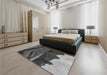 Patterned Dark Gray Black Rug in a Bedroom, pat1999gry