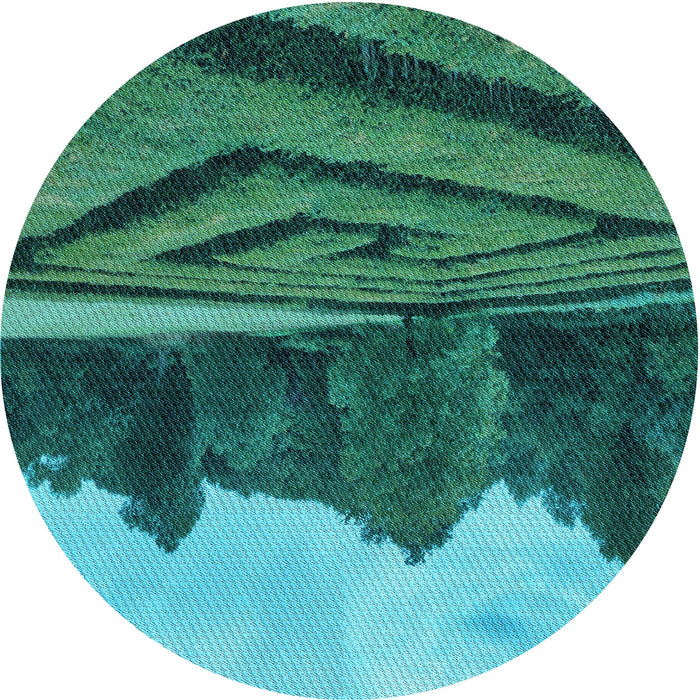 Square Patterned Dark Turquoise Green Rug, pat1999lblu