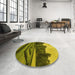 Round Patterned Army Green Rug in a Office, pat1999yw