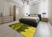 Patterned Army Green Rug in a Bedroom, pat1999yw