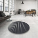 Round Machine Washable Transitional Charcoal Black Rug in a Office, wshpat19