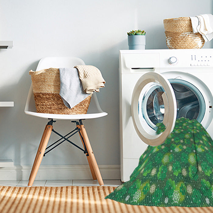 Patterned Green Abstract Machine Washable Rug in a Washing Machine, wshpat1