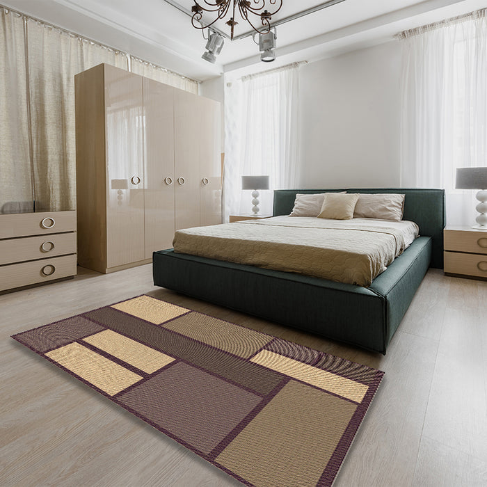 Round Machine Washable Transitional Peru Brown Rug in a Office, wshpat2brn
