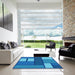 Machine Washable Transitional Blue Rug in a Kitchen, wshpat2lblu