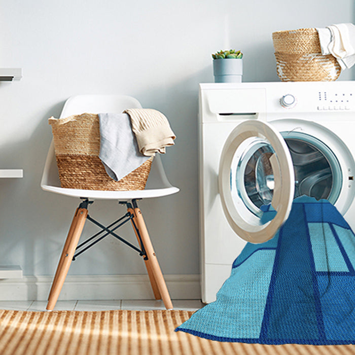 Machine Washable Transitional Blue Rug in a Washing Machine, wshpat2lblu