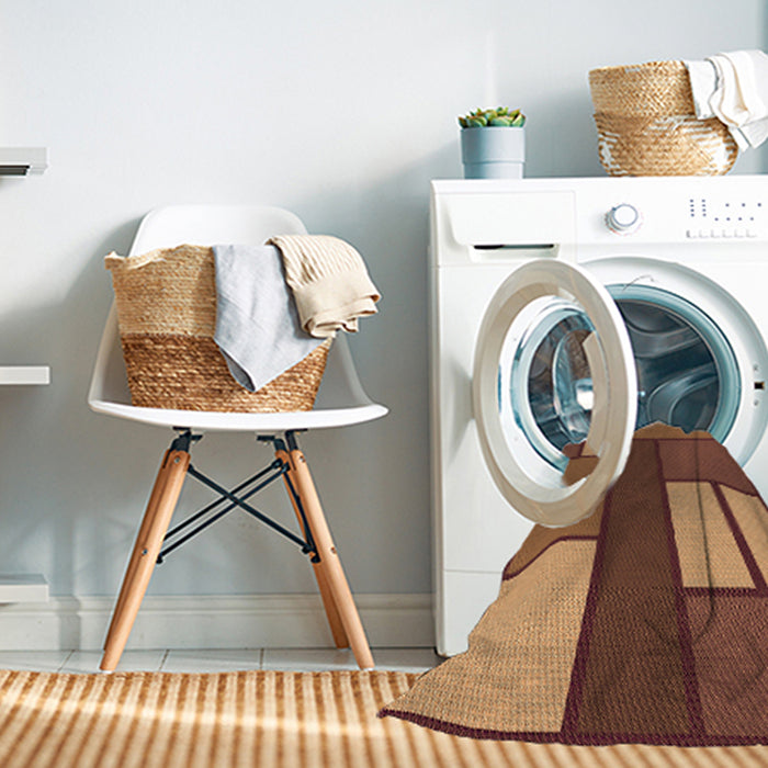Machine Washable Transitional Orange Rug in a Washing Machine, wshpat2org