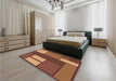 Round Machine Washable Transitional Orange Rug in a Office, wshpat2org