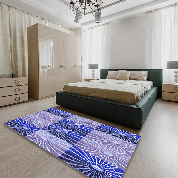 Patterned Jeans Blue Rug in a Bedroom, pat20blu