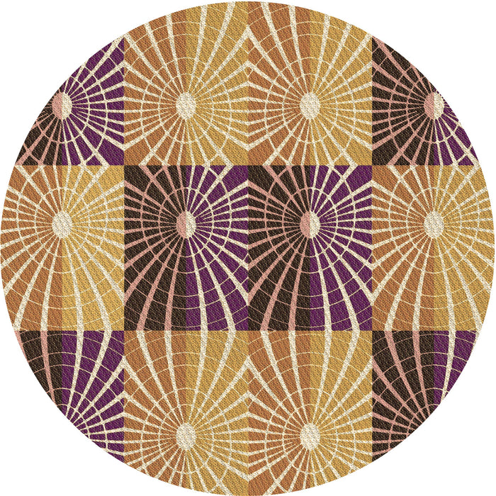 Square Patterned Yellow Orange Rug, pat20brn