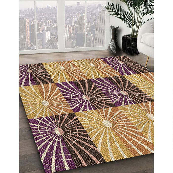 Machine Washable Transitional Yellow Orange Rug in a Family Room, wshpat20brn