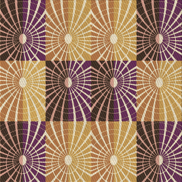 Round Patterned Yellow Orange Rug, pat20brn