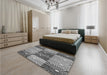 Patterned Cloud Gray Rug in a Bedroom, pat20gry