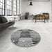 Round Patterned Cloud Gray Rug in a Office, pat20gry