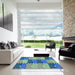 Square Patterned Blue Rug in a Living Room, pat20lblu