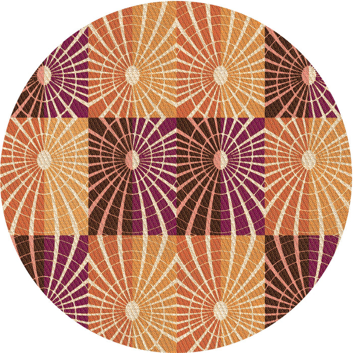 Square Patterned Yellow Orange Rug, pat20org