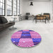 Round Patterned Violet Purple Rug in a Office, pat20pur