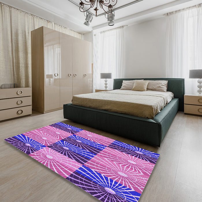 Patterned Violet Purple Rug in a Bedroom, pat20pur