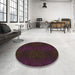 Round Patterned Sepia Brown Rug in a Office, pat200brn