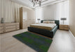 Patterned Medium Forest Green Rug in a Bedroom, pat200grn