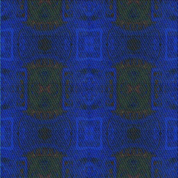 Round Patterned Blueberry Blue Rug, pat200lblu