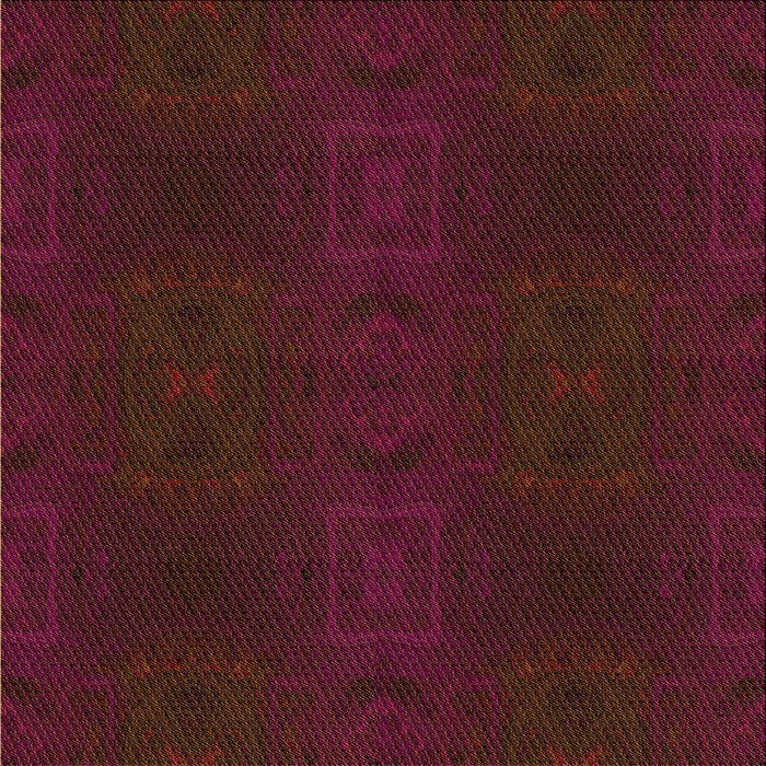 Round Patterned Saffron Red Rug, pat200org