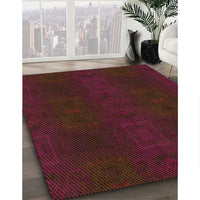 Patterned Saffron Red Rug, pat200org