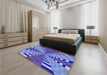 Patterned Denim Blue Rug in a Bedroom, pat2000blu