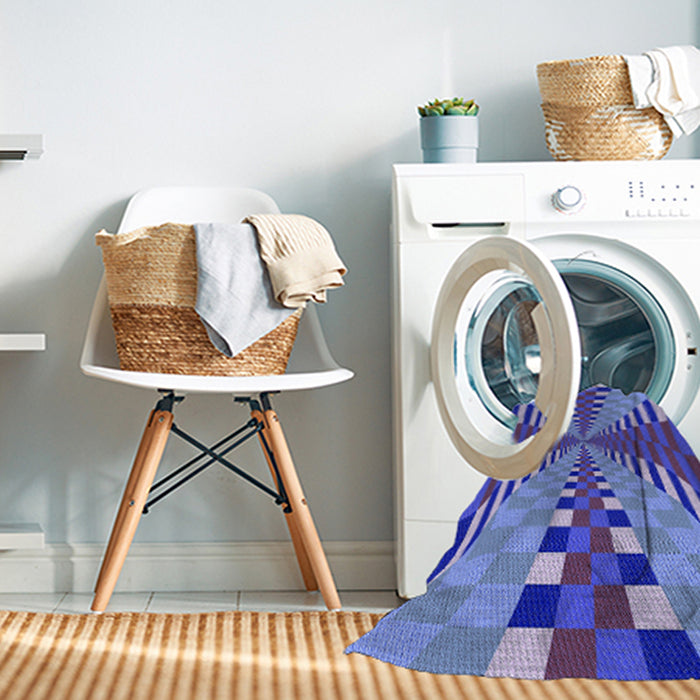 Machine Washable Transitional Denim Blue Rug in a Washing Machine, wshpat2000blu