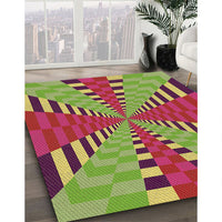 Patterned Pistachio Green Rug, pat2000brn