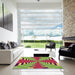 Square Patterned Pistachio Green Rug in a Living Room, pat2000brn