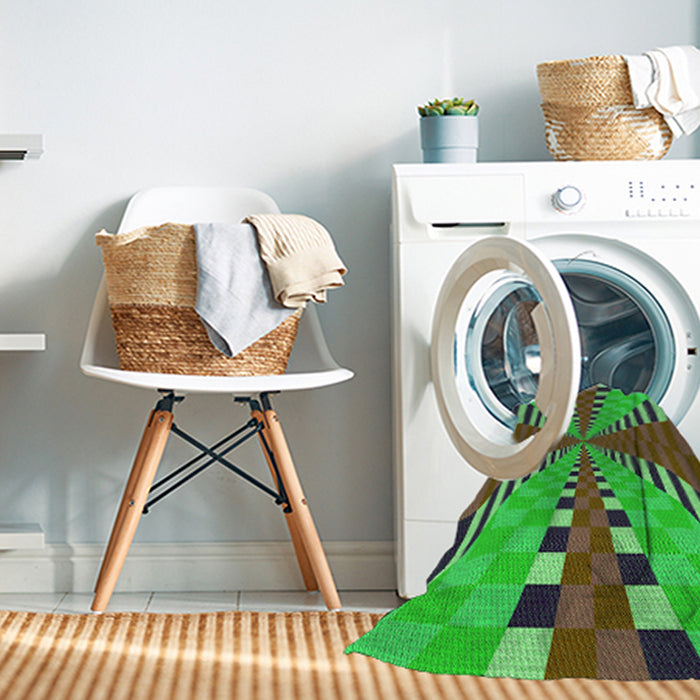 Machine Washable Transitional Neon Green Rug in a Washing Machine, wshpat2000grn