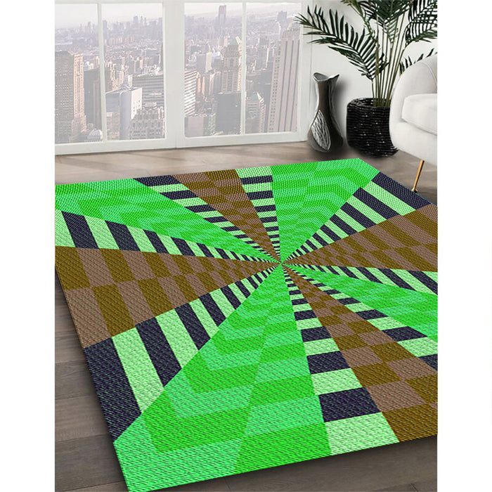 Patterned Neon Green Rug in Family Room, pat2000grn