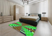 Patterned Neon Green Rug in a Bedroom, pat2000grn