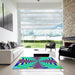 Machine Washable Transitional Deep Periwinkle Purple Rug in a Kitchen, wshpat2000lblu