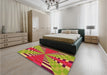 Patterned Crimson Red Rug in a Bedroom, pat2000org