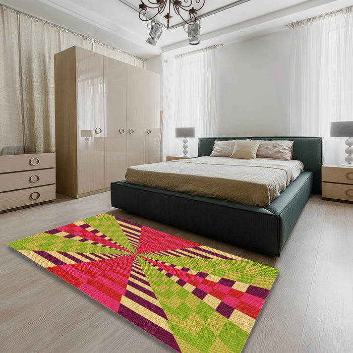 Patterned Crimson Red Rug in a Bedroom, pat2000org