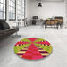 Round Patterned Crimson Red Rug in a Office, pat2000org