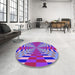 Round Patterned Purple Purple Rug in a Office, pat2000pur