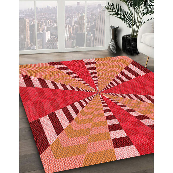 Machine Washable Transitional Red Rug in a Family Room, wshpat2000rd