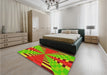 Patterned Red Rug in a Bedroom, pat2000yw