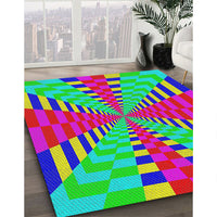 Patterned Green Modern Rug, pat2000