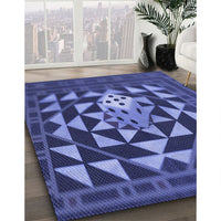 Patterned Light Slate Blue Rug, pat2001blu