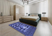 Patterned Light Slate Blue Rug in a Bedroom, pat2001blu