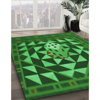 Patterned Deep Emerald Green Rug, pat2001grn