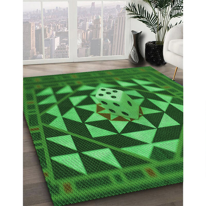 Machine Washable Transitional Deep Emerald Green Rug in a Family Room, wshpat2001grn