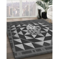 Patterned Dark Gray Black Rug, pat2001gry