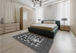 Patterned Dark Gray Black Rug in a Bedroom, pat2001gry